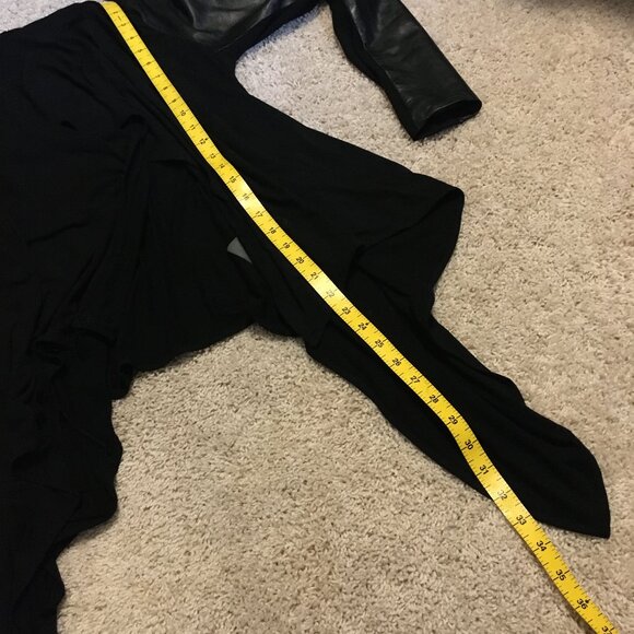 Danier Genuine Leather Sleeve Open Waterfall Handkerchief Cardigan - Picture 15 of 16